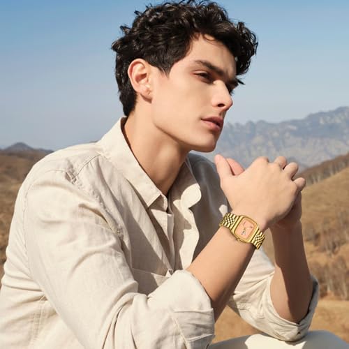 Image of Mens Watch, Luxury Casual Watches for Men, Waterproof Analog Quartz Watch - Men's Stainless Steel Watch with Stylish Rectangular Dial, Luminous Hands, Date & Day Display - Great Gift for Men