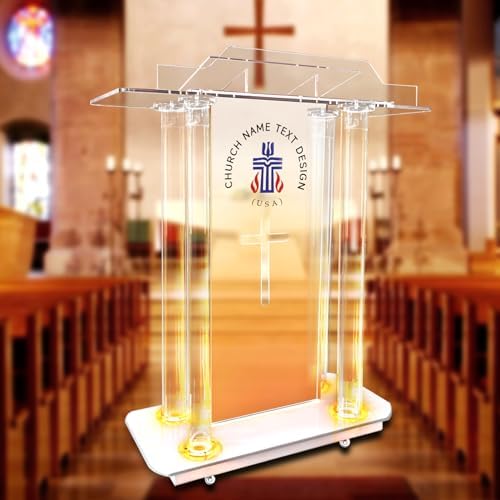 Vakiorn Customized Church Pulpit with 15 Colors Adjustable and 4 ...