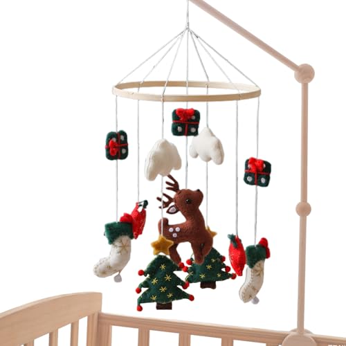 Móvil para cuna – Móvil colgante de Navidad – Decoración de pared infantil de fieltro reno, árbol de Navidad, lindo para , juegos mixtos