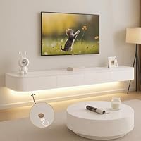 Mobile TV Sospeso RIBANEDY 140cm - In Legno Con Contenitore, Bianco/Texture Per Soggiorno - Foto 3