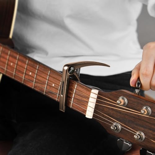 Image of TecoKart Guitar Capo with 5Pcs Picks, 3 in 1 Zinc Alloy Capo for Ukulele, Acoustic and Electric Guitars, Guitar Accessories for Clear Sound and Fret Protection