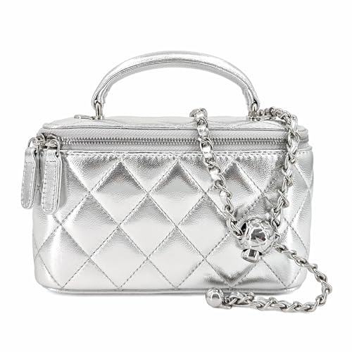 Image of M-ioi-M Small Genuine Leather Purse Quilted Crossbody Bag for Women, Mini Top-Handle Shoulder Handbag w /Gold Chain Strap