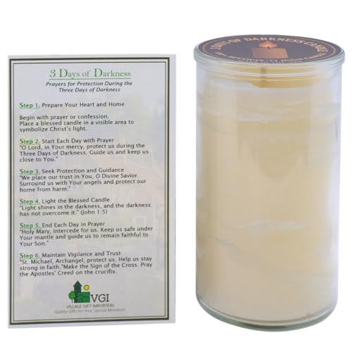 Three Days of Darkness Beeswax Votive Candle | Includes Prayer Card | Catholic Spiritual Protection