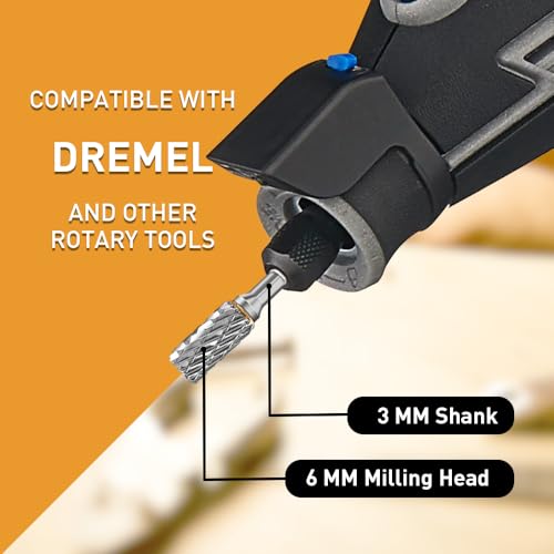 Hartmetall Frässtifte für Dremel Zubehoer, 10 Stück Metallfräser Set, Hartmetall Rotationsfräser mit 1/8 Schaft für Bohrmaschine, Holz Schnitzen, Metallpolieren, Gravieren, Bohren