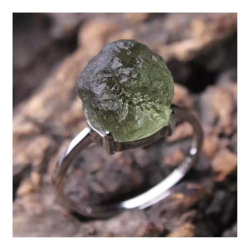 YLLLLY 1PC Meteorite Ring,1PC Really Natural Moldavite Ring Stone Czech Meteorite Crystal Energy Gemstone Different Grams Rare Gifts(B) – vue 5