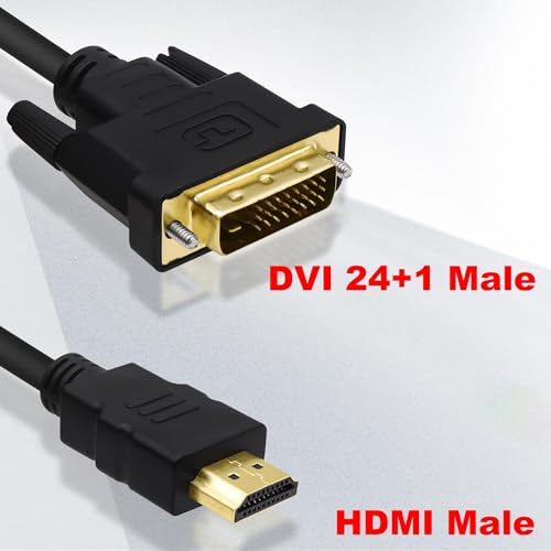 YARCHONN Kabel HDMI na DVI adapter dwukierunkowy DVI-D 24 + 1 wtyczka na wtyk HDMI konwerter kabel wtykowy do monitora PC TV projektor - 30 cm / 11,8 cala - 2 sztuki