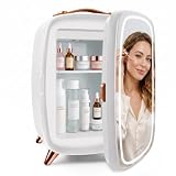 KFO Frigorifero portatile a specchio di bellezza con illuminazione a LED, Mini frigorifero portatile da 6 litri per trucco, 6 litri / 8 lattine 3 LED Mirror Light Mode