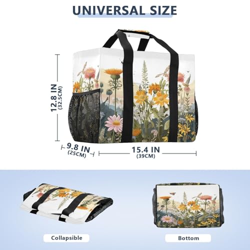 Nander Herb Flower Foldable Tote Bag Waterproof Sandproof Women Beach Bag Handbag Gym Bag2