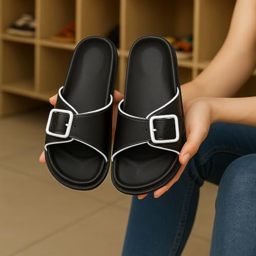 صندل منزلق من رومبا لايت بتصميم بسيط للنساء، أسود، مقاس 41 EU