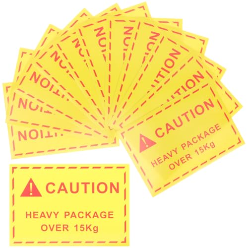 ULTECHNOVO 100pcs Heavy Object Warning Stickers Adhesive Shipping Labels for Caution Over Decals for Safety Operations Logistics Shipping Industries