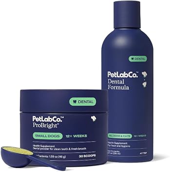 PetLab Co. Fresh Breath Bundle Dental Powder for an Effortless Deep Clean in 1 Scoop for Small Dogs & Dog Mouthwash to Support Overall Oral Hygiene - Easy to Use Innovative Formulas