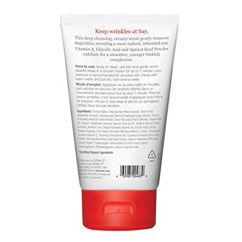 Derma E Anti-Wrinkle Scrub – Anti-Aging Face Wash With Glycolic Acid And Vitamin A – Cleansing And Exfoliating Treatment Removes Makeup, Oil And Impurities, 4 Oz #TOP2