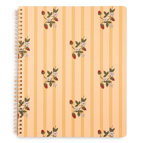 Grand carnet à spirales ban.do à rayures florales de 160 pages lignées