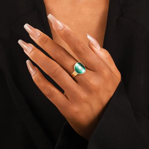 Evil Eye Ring For Women, Trendy Boho Open Sun Flower Adjustable Stainless Steel Non Tarnish Floral Stackable Engagement Statement Birthday Jewelry Gift 7