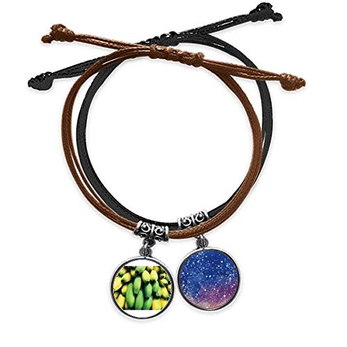 Bracelet corde jaune avec photo de banane et étoile en cuir pour un style d'été unique