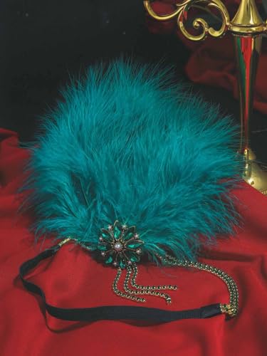 IYOU 1920s Feather Gatsby Headpiece Green Crystal Flapper Headband Tassel Vintage Party Festival Hair Accessories for Women - Image 3