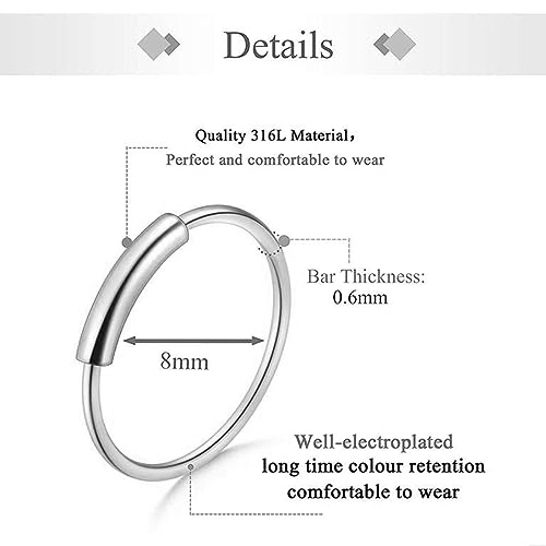 Miniatura 2 de Lyqnihob Anillos Nasales De Acero Inoxidable Hipoalergénico - Set De 8 Anillos Con Diseños - Anillo Septum, Aro De Nariz Segmentado Y Plegable De 8mm - Para Hombres Y Mujeres
