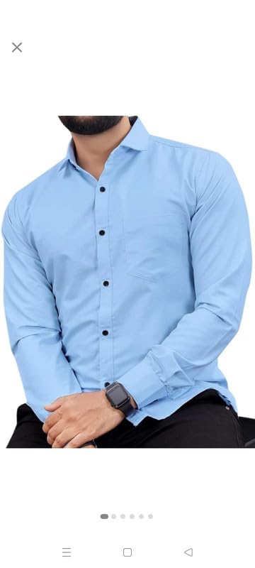 Image of Mens Solid Slim Fit Shirt | Formal Shirts | Men Office Wear | Formal Shirts for Men Office Wear Branded 102-Plain Shirt