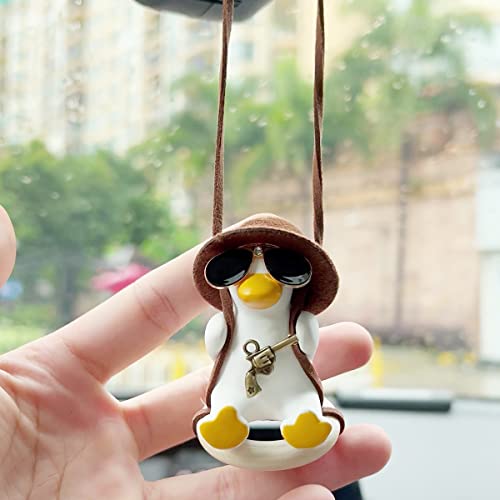 Swinging Duck Car Hanging Ornament, Cute Car Hanging Pistol, Sunglasses Accessories For Rear View Mirror, Car Pendant Duck Hanging Swing #TOP5