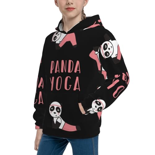 Panda Doing Yoga Kid Hoodies Boys Sweatshirts Girls Pullover with Pocket2