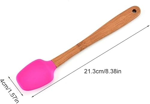 Miniatura 2 de Mini espátula de silicona cepillo raspador cuchara pala con mango de madera antiadherente resistente al calor herramientas para hornear utensilios