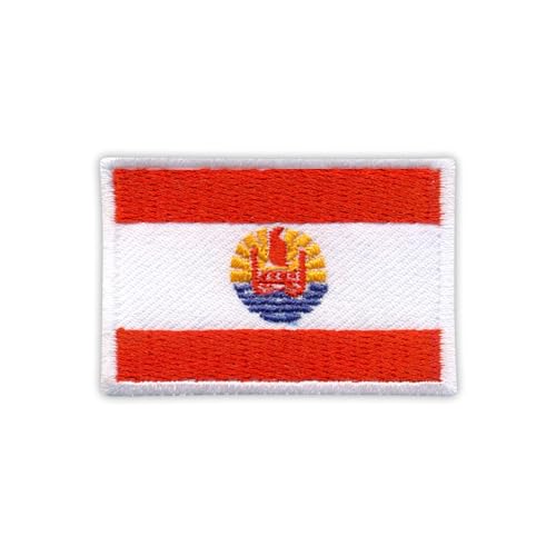 Patchion Bandera de la Polinesia Francesa – Gancho y bucle negro compatible con cierre de velcro – Parche bordado/insignia/emblema