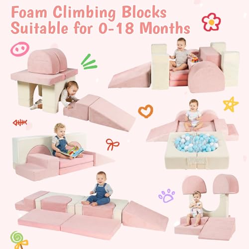Image of Foam Climbing Toys for Toddlers, Climbing Blocks with Ball Pit | Convertible Soft Play Climb and Crawl Activity Playset, High-Density Foam Play Equipment Indoor(Medium size)