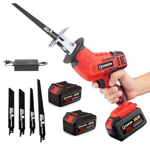 Herramientas Eléctricas, Tools Sierra Alternante Inalámbrica de 7 Amperios, 0-3000 SPM, Cambio de Hoja sin Herramientas, 2 Baterías 4.0 de Gran Capacidad y 4 Hojas de Sierra, para Corte de...