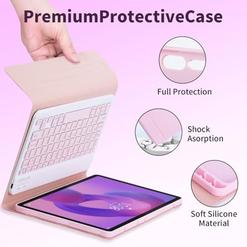 EHLCYS Funda con Teclado para Lenovo Idea Tab 11 Pulgadas 2025 Modelos (TB-336ZU/TB-336FU), Español Ñ Teclado Inalámbrico Bluetooth Desmontable, Funda Ultrafina Multiángulo con Ratón,Rosado - imagen 5