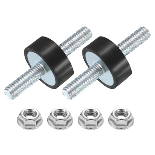 uxcell - uxcell 2Pcs M6 x 18mm Rubber Mounts, 8 x 20mm Cylindrical Anti Vibration Isolator Studs Shock Absorber Double Studs with Nuts for Car Bobbin Generator Air Compressors