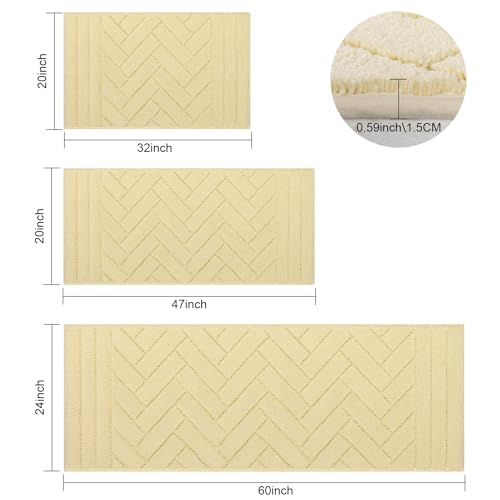 Image of hicorfe Indoor Doormat,Front Back Door Mat Rubber Backing Non Slip Door Mats 20 inchx48 inch Absorbent Resist Dirt Entrance Doormat Inside Floor Mats for Entryway Washable Low-Profile(Cream Yellow)