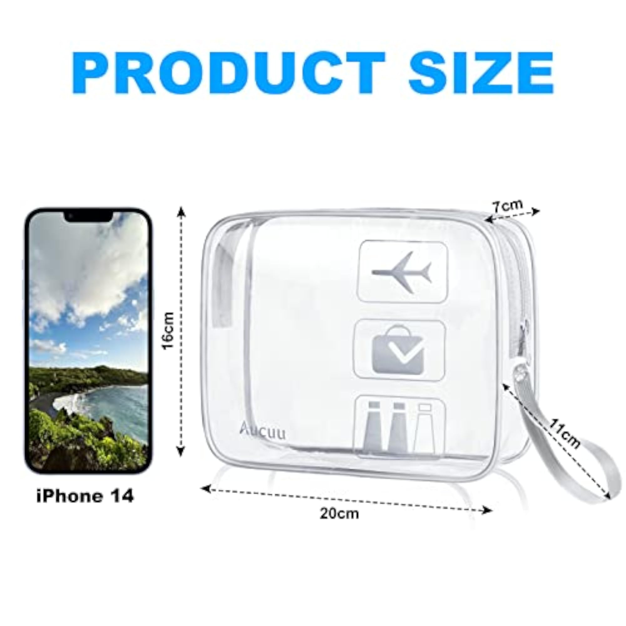3-Pack Clear Wash & Makeup Bags, TSA Approved
