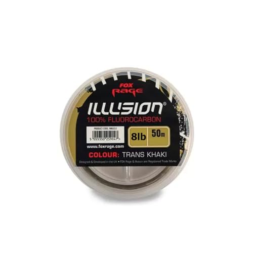 Fox Rage Illusion Fluorocarbon trans khaki 50m Vorfachschnur, Raubfischrigs, transparent, durchsichtig, tarnung, 8lb, 10lb, 50 meter, Raubfischschnur, Raubfischangeln, Durchmesser/Tragkraft:0.25mm /3.66kg Tragkraft