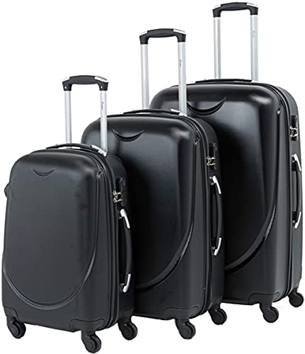 Senator Hard Shell Luggage Set- Lightweight 3-Piece ABS Luggage Sets with Spinner Wheels 4, KH134 (Set of 3, Black)