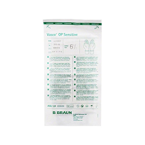 BBRAUN Vasco Op Handschuhe Sensitiv PF, Naturlatex, steril, Größe 6,5