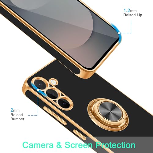 Fingic for Samsung Galaxy S25 FE Case[with 360°Ring Holder Stand][Support Magnetic Car Mount] Kickstand Case for Women Girl Boy Slim Thin Shockproof Phone Cover for Samsung Galaxy S25 FE,2025,Black by Fingic - Image 2