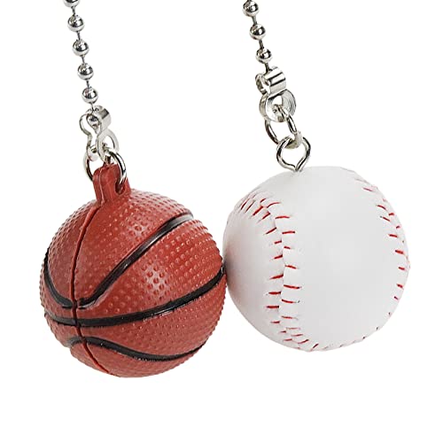 Semetall 2 Pcs 12 Inch Ceiling Fan Pull Chains with Chain Connector,Extension Pull Chain for Ceiling Light Lamp and Ceiling Fan (Baseball Shape and Basketball Shape) - Thumbnail 2