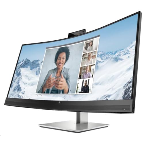 HP E34m G4 Conferencing Monitor E-Series LED-Monitor Curved 86,4 cm 34 3440 x 1440 WQHD @ 75 Hz VA 400 cd/m² 3000:1 5 ms HDMI DisplayPort USB-C Lautsprecher Silber Halter schwarzer Kopf