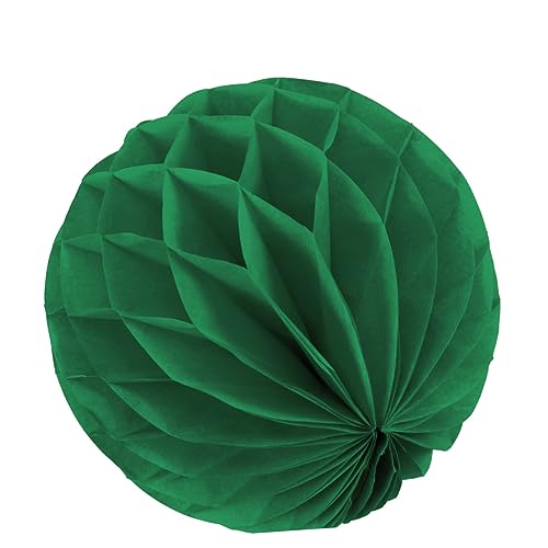 CHILDWEET 5pièces Lanternes Papier à Boule Alvéolée Et Pompons Papier pour Décoration De Mariage Anniversaire Et Fête Couleur Vert Foncé
