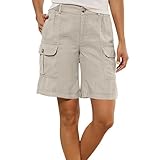 Taille haute avec cordon de serrage et coupe ample pour tous les types de corps : ce bermuda cargo taille haute pour femme dispose d'une coupe ample avec un cordon de serrage réglable, s'adapte de manière flexible aux grandes tailles, courbes et petites femmes.