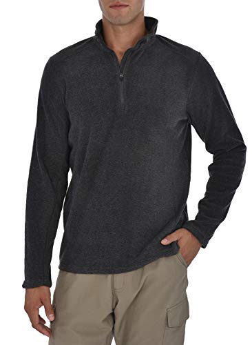 Swiss Alps Mens Quarter Zip Performance Polar Fleece Pullover Sweatshirt, Charcoal Heather, XL