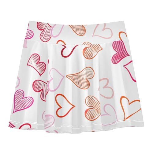 Joisal Athletic Shorts Girls Skorts Toddlers Tennis Skirts Fun Cute Girl Skort Beige Red Pink Hearts White 3t