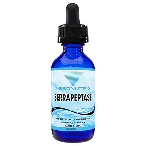 Absonutrix Serrapeptase Enzyme 583mg,125000 spu, 4 Oz Drops, 200 Servings, Made in USA, Quick