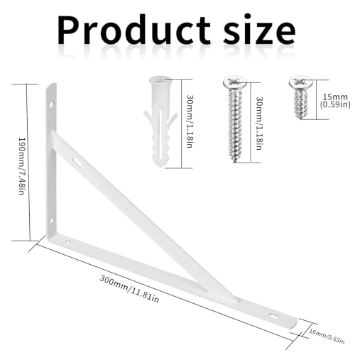 8 Pieces Shelf Brackets Heavy Duty, Wall Mounted Triangle Shelving Brackets - Image 2