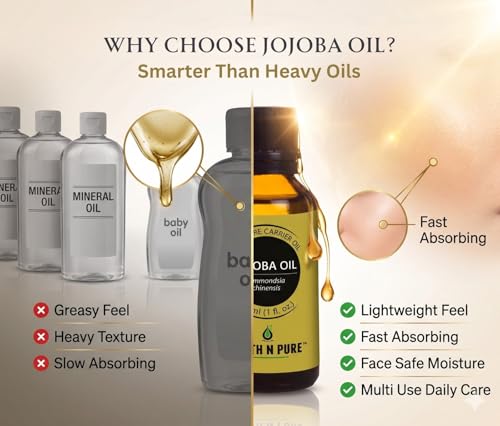 Image of Earth N Pure Jojoba Oil | 100% Pure & Natural | Cold-Pressed Carrier Oil | Face, Hair, Beard & DIY Skincare | Vegan & Cruelty-Free | 200ml