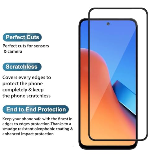 Image of DD SON Premium HD+ Tempered Glass Screen Protector Guard Compatible For Redmi 13 5G, Redmi 12 5G, Redmi 12 4G, Redmi Note 12R, Poco M6 Pro (2023) Edge to Edge Coverage With Easy installation kit for Smartphone