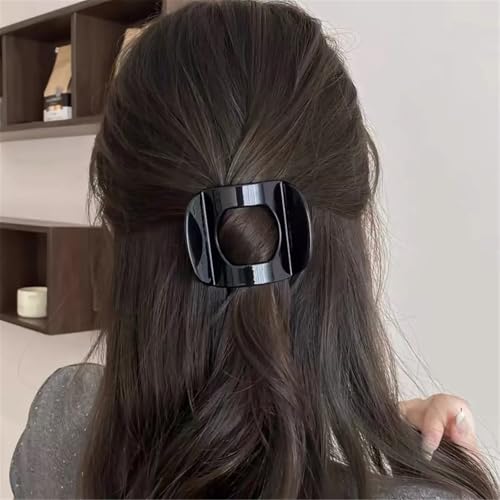 papasgix 4 PCS Flat Hair Clips, Flat Claw Clips for Women, Lay Down Hair Claw Clips French Strong Hold No Slip Grip Hair Claw Clips for Thick Thin Curly Hair (Glossy)