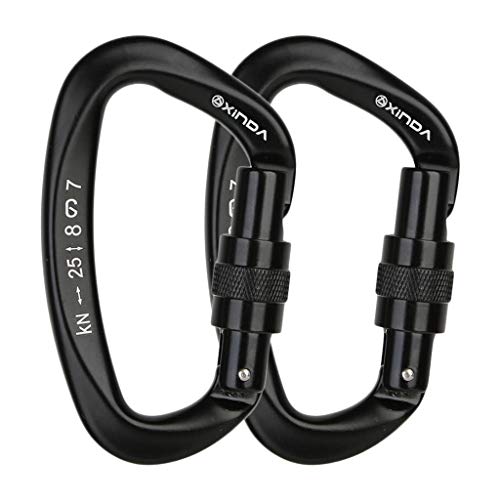 2 Pcs Mosquetões de Escalada com Travamento, Mosquetões para Serviço com Certificação CE 25KN (5620