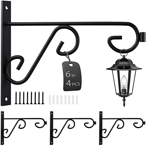 6in 4Pack Plant Hanging Bracket,Plant Hook,Decorative Straight Plant Hanger for Bird Feeders, Planters, Lanterns, Wind Chimes, Indoor/Outdoor Plant Hanger 6in Modern/4Pack