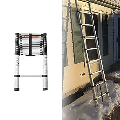 Telesladder Aluminum Folding Ladder, Portable Two-in-One Telescoping Ladder for Household Use/Camper/Attic/Stairs/Truckers Work, Support 330Lbs/5.9M/19.4Ft